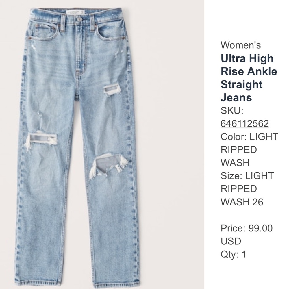 Ultra High Rise Ankle Straight Jeans